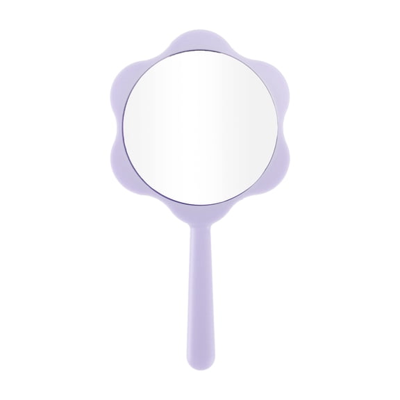Unique Bargains 1Pc Flower Shape Handheld Mirror for Business Travel Purple