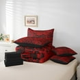thumbnail image 5 of Rose Skull Bedding Set 7 Piece Twin Damask Floral Gothic Bed In A Bag Halloween Skull Skeleton Comforter Set With Sheets Adults,Goth Hippie Skull Bed Set Red Black, 5 of 5