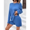 thumbnail image 2 of Ekouaer Sweater Sets Women 2 Piece Lounge Sets Long Sleeve Knit Pullover Tops Short Wide Leg Pants, 2 of 6