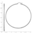 thumbnail image 2 of Beautiful Sterling Silver Rhod-plated 2mm Satin/Diamond-cut Hoop Earrings, 2 of 2
