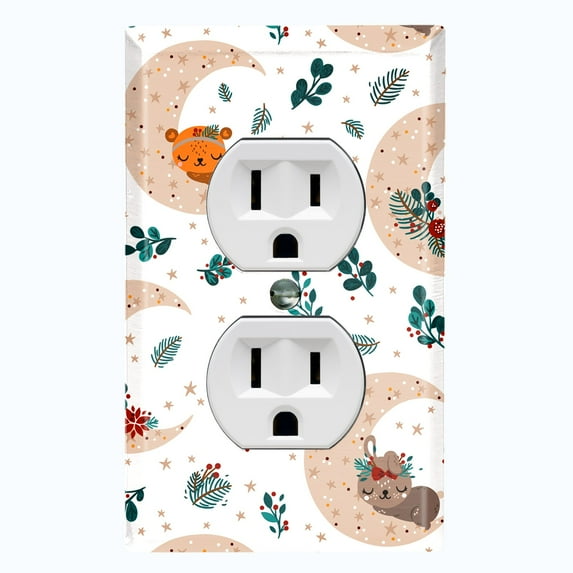 Metal Light Switch Plate Cover Festive Sleepy Santa Helpers Dreamy Moon XMS007