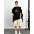 thumbnail image 3 of Conjuntos de camisetas y pantalones cortos para hombre, algodón blanco, alfabeto, tendencias elegantes, disfraces, conjunto de pantalones cortos para hombre, manga corta, marcas originales, básicos y, 3 of 4