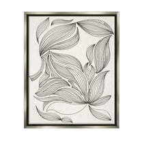 Stupell Industries Abstract Striped Floral Petals Graphic Art Luster Gray Floating Framed Canvas Print Wall Art, Design by Regina Moore