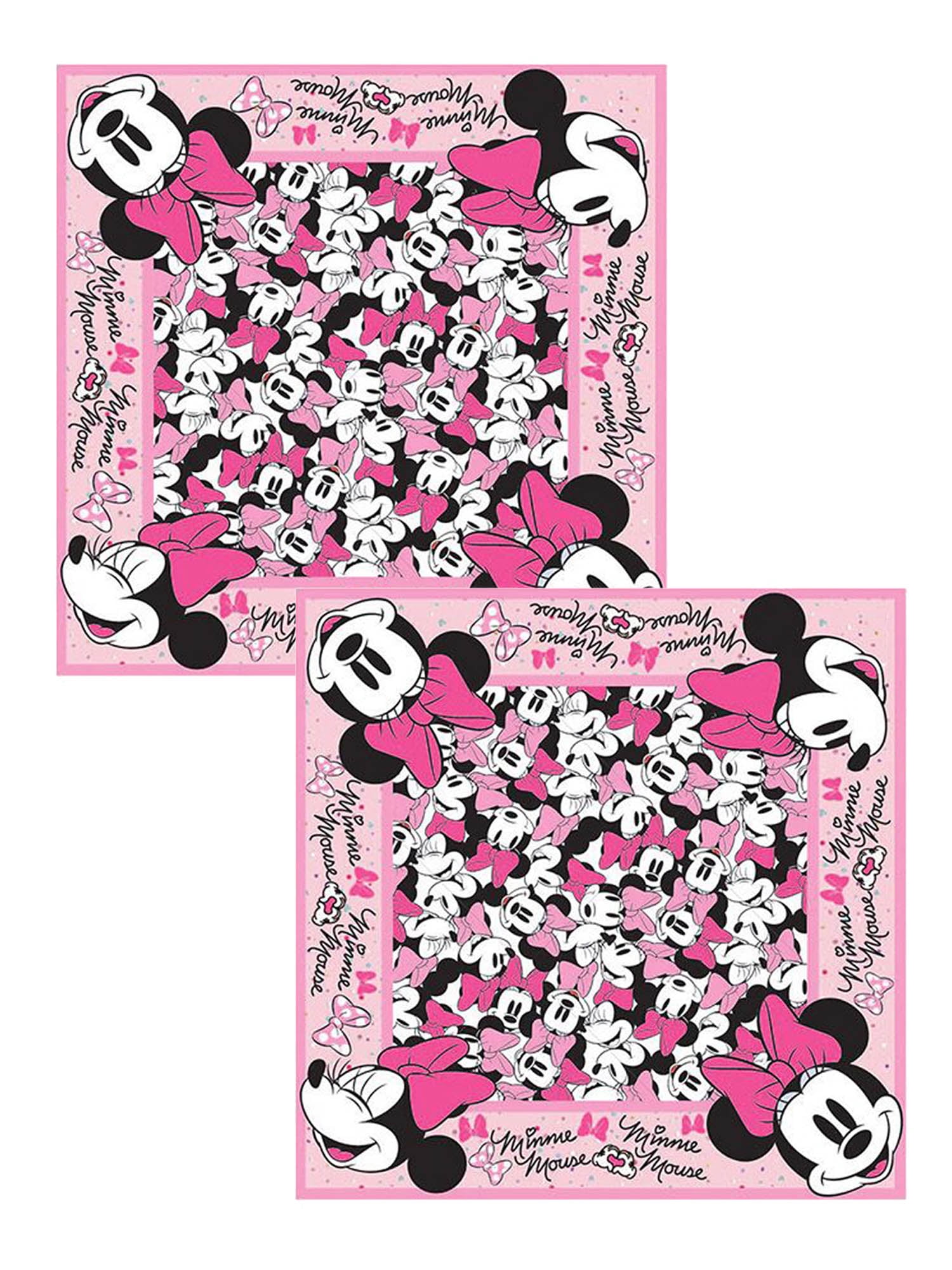 Disney Minnie Mouse All-Over Print Bandanas 22' x 22' Face Cover 2 Piece Set