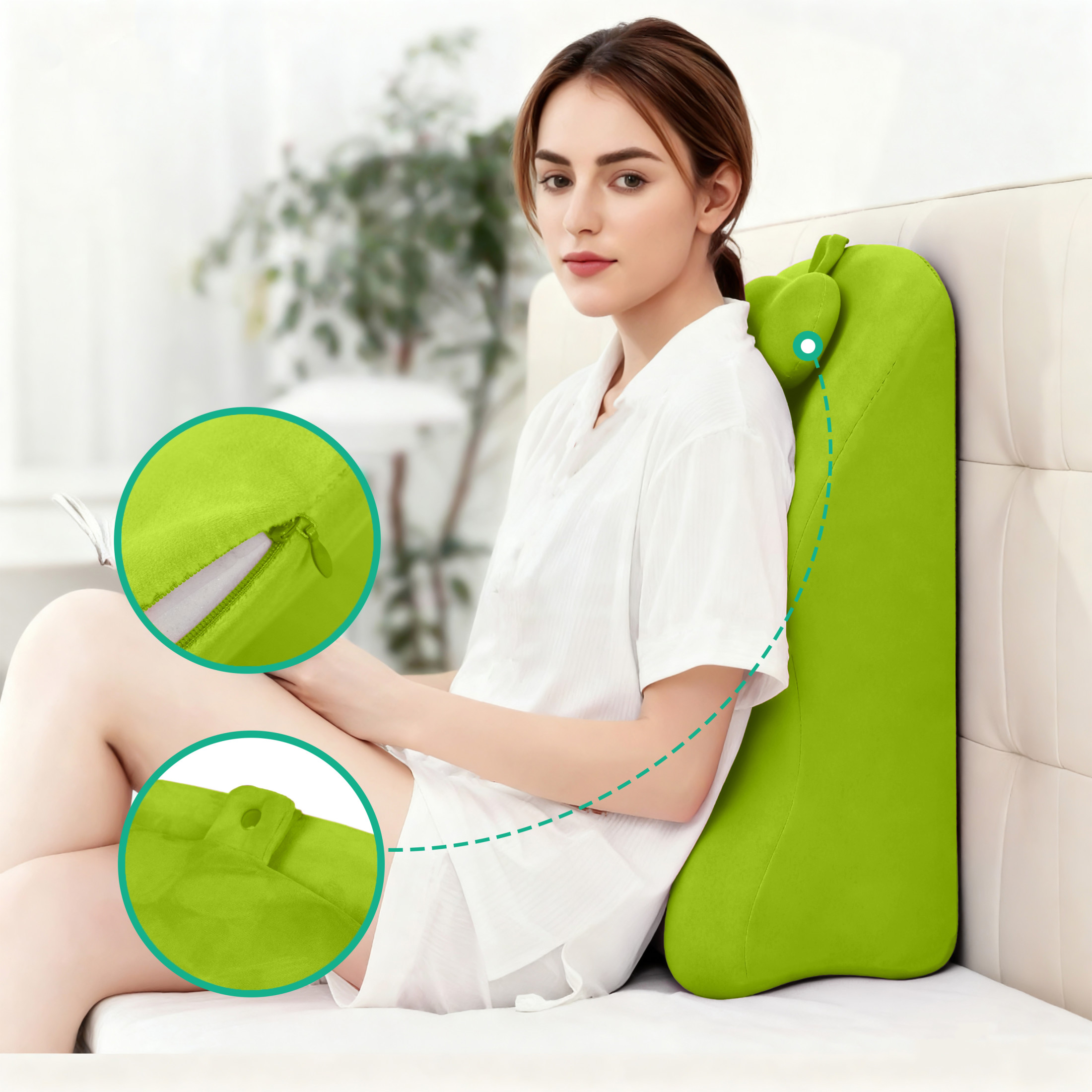 Noble House Ergonomic Spinal Posture Support Bed Pillow, Memory Foam Multi-Use Leg and Lumbar Cushion, Green