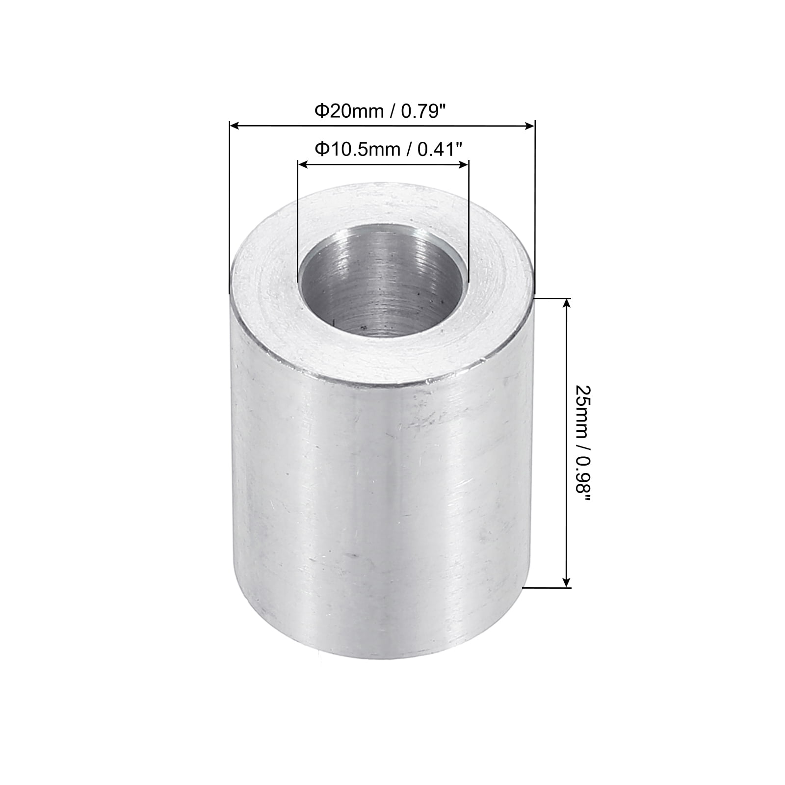 M10 Aluminum Spacers, 6 Pcs Metal Spacers Aluminum 10.5mm ID x 20mm OD x 25mm L Aluminum Spacer Screw Standoff Round for 3/8 or M10 Screw Bolts