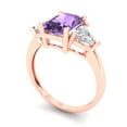 thumbnail image 2 of 2.82 ct Emerald Cut Simulated Alexandrite 3 Stone 18K Rose Gold Womens Engagement Ring, 2 of 5