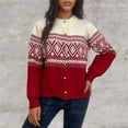 thumbnail image 4 of Women's Embroidered Jacquard Knit Cardigan Open Front Loose Fit Crewneck Button Up Sweater Jacket Stylish Comfortable Lightweight, 4 of 6