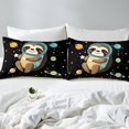 thumbnail image 3 of Erosebridal Cartoon Sloth Fitted Sheet Set Full, Cosmos Planets Stars Bed Set, Microfiber 3 Pieces, 3 of 5