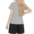 thumbnail image 4 of Gyexs Kids Girls Short Sets Size 10-11 Summer Outfits 2 Piece for 2025 Cute Bowknot Print Short Sleeve Sport T-shirt and Shorts Preppy Tracksuits Z02-Grey 10-11 Years, 4 of 5