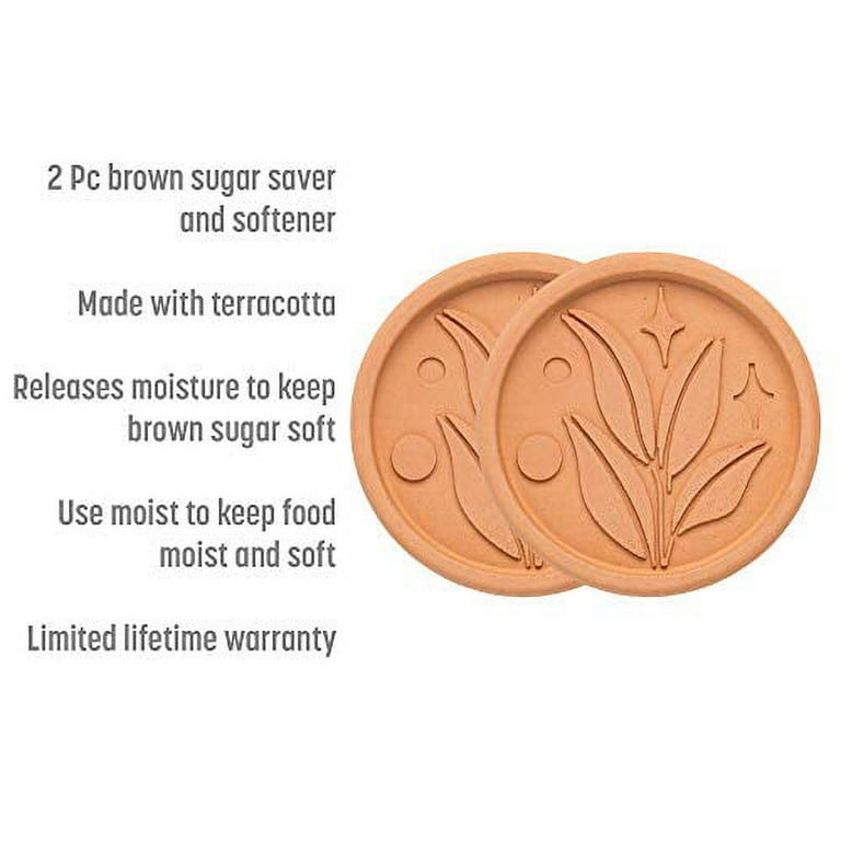 Goodful Brown Sugar Saver and Softener Disc with Elegant Leaf Design,  Multiple Uses for Food Storage Containers, Reusable and Food Safe,  Terracotta, 2