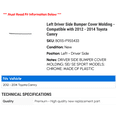 thumbnail image 2 of Left Driver Side Bumper Cover Molding - Compatible with 2012 - 2014 Toyota Camry 2013, 2 of 2