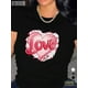 thumbnail image 1 of Valentine'S Day Gift! Valentine'S Day Love Print Women'S T-Shirt- Comfortable Polyester, Short SleevCamisetas de verano para mujer, manga corta, cuello redondo, casual, lindo, con gráficos, camisetas, 1 of 8