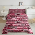 thumbnail image 1 of Erosebridal Pink Train Comforter Sets Full Size, Steam Engine Comforters & Duvets, Cartoon Vehicle Decor, Reversible, 1 of 7