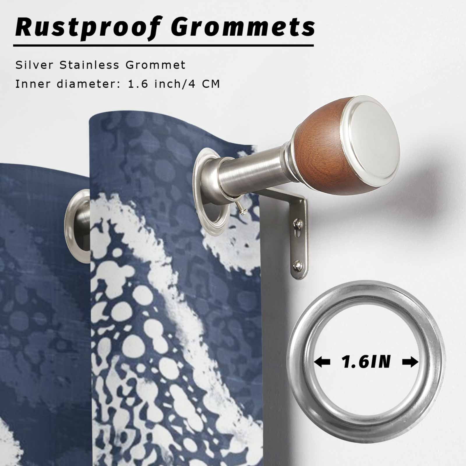 Navy Blue Starfish Outdoor Curtains for Patio, Coastal Summer Ocean Beach Nautical Modern Sunshade Privacy Drapes Grommet Waterproof Outside Curtains for Porch/Cabana/Balcony 54"x 108", 1 Panel