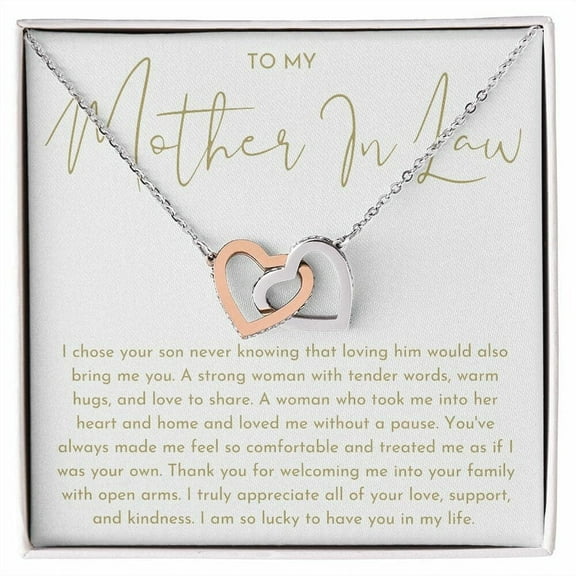 Mother In Law Gift (I Chose Your Son) Interlocking Hearts Necklace Standard Box