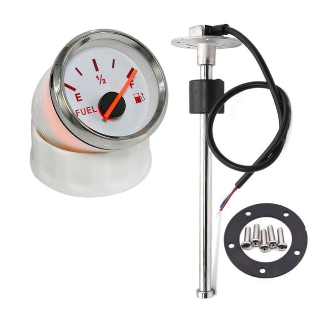 52mm Fuel Level Gauge Car Meter Oil Tank Indicator With Red Color Backlight For Fuel Level Sensor 150/200/250/275/300mm 0-190ohm ,Suits Most Tanks