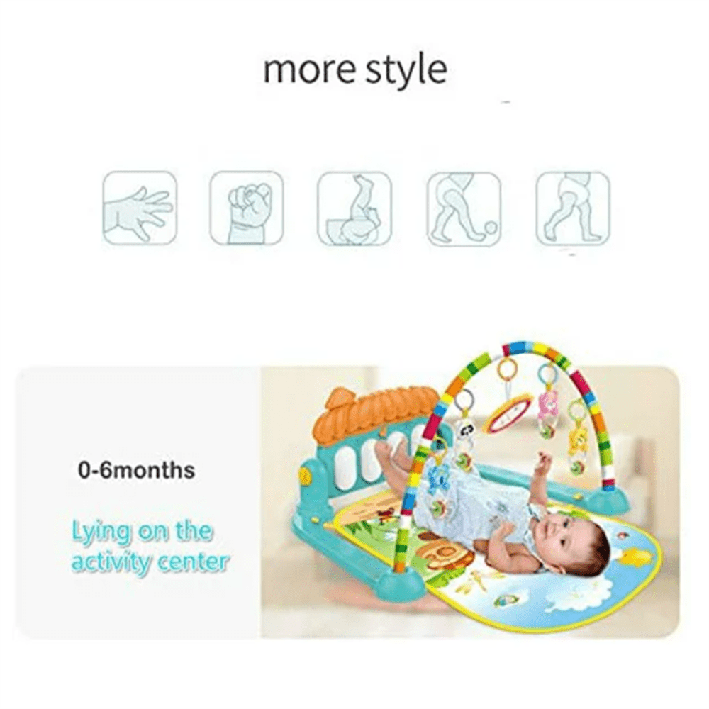 Baby Gym Play Mat, Play Piano Gym with Tummy Time Activity Mat, Musical Activity Center for Infants Toddlers, Green