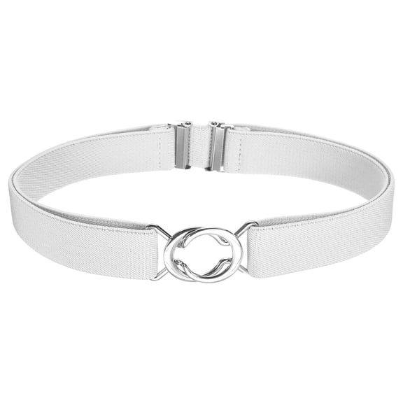 Uxcell Women Stretchy Waist Belt, No Show Elastic Stretch Belts with Flat Buckle for Dresses Jeans Casual Pants, White