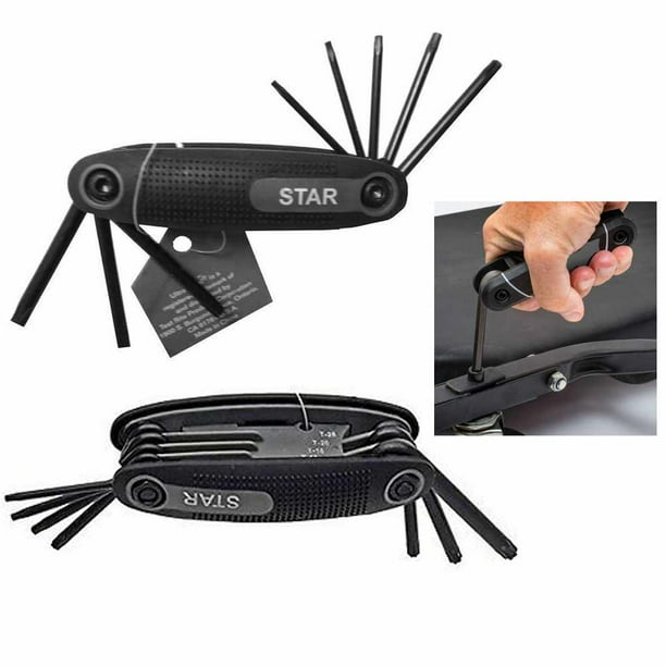 8 PC Folding Torx Star Hex Key Set T9 T10 T15 T20 T25 T27 T30 T