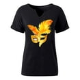 thumbnail image 5 of Craaazy Mardi Gras Shirts for Women Short Sleeve Casual Carnival Printed V-neck T-shirts Gifts, 5 of 6