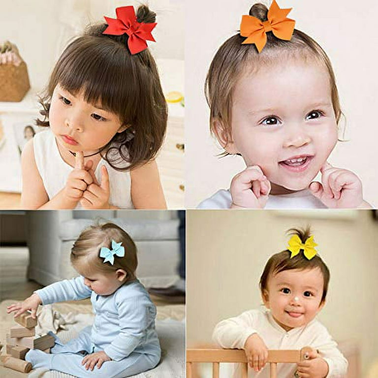 40 Girls Hair Bows 20 Colors 2.5 Boutique Clips For Girls Toddlers Kid NEW