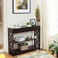 thumbnail image 5 of Costway 3-Tier Console Table X-Design Sofa Entryway Table with Drawer & Shelves Espresso, 5 of 12
