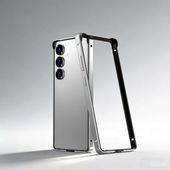 For Samsung Galaxy S26 Bumper Metal Frame Case,Slim Frameless Backless Fast Heat Dissipation,4 Corner Shockproof Protection,Anti-fall Drop Protection,With Soft TPU Inner,Phone Case,Silver