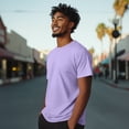 thumbnail image 4 of Dalix Lil Smile Embroidered Cotton Tee Lightweight Jersey Mens in Lavender 2XL XX-Large, 4 of 5