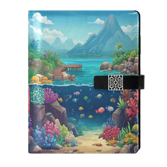 Premium Faux Leather Notebook - Refillable, Multi-Functional Organizer, 23.3x17cm, All-Season Use,An Island