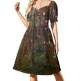 thumbnail image 3 of Vestido de verano de manga corta con estampado de arándanos para mujer, vestidos para fiesta de boda, 3 of 7