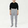 thumbnail image 2 of Afdoent Pants For Boys Winter Thermal Pants With Footies And Pockets For Indoor Outdoor Play Comfortable Casual Jogger Sweatpants For Toddler Kids 5-6 Years, 2 of 9