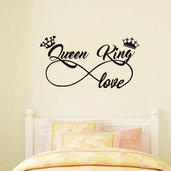 Romantic Queen King Wall Sticker Infinite Love Couples Room Vinyl Wall Decal Bedroom Living Room Sweet Decor Art Murals 42x20cm