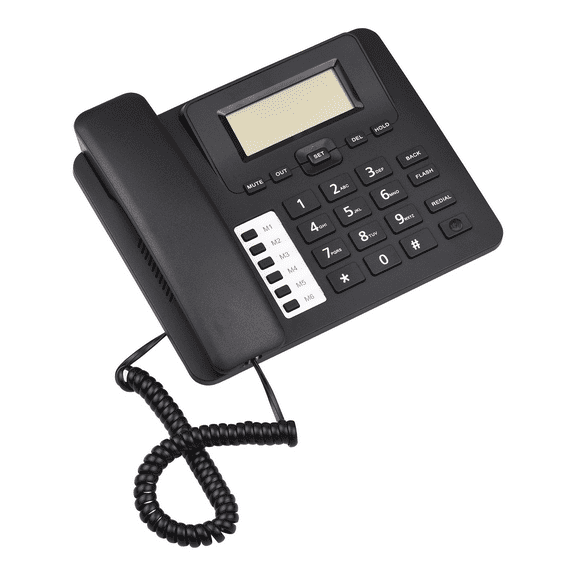 Mixfeer Corded Phone Desk Landline Phone Telephone DTMF/FSK Dual System Support Hands-Free/Redial/Flash/Speed Dial/Ring Volume Control Black