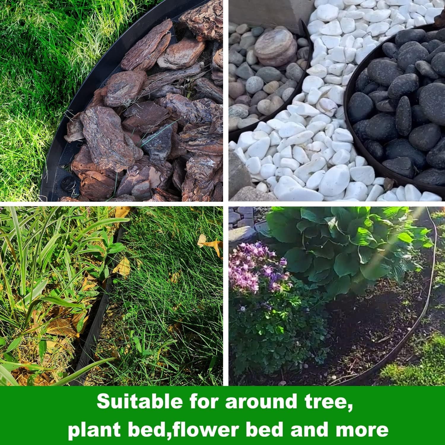 Wiher Garden Landscape Edging, 32'' No Dig Landscape Edging Border Kit with 30 Spikes, Durable & Flexible for Yard Lawn Landscaping Flower Beds Paver Edging