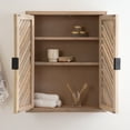 thumbnail image 4 of Kate and Laurel Mezzeta Decorative Modern Two-Door Floating Bathroom Cabinet, 22 x 7 x 28, Natural Wood, Decorative Solid Mango Wood Over the Toilet Storage Cabinet with Slatted Chevron Design, 4 of 9