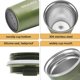 thumbnail image 1 of Taza de café verde, taza de café reutilizable al vacío de doble pared, taza de oficina de viaje ecológica de acero inoxidable Feliz Sencillez, 1 of 4