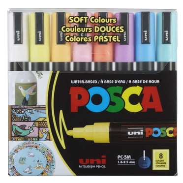 Uni POSCA PC-5M Paint Marker Set – 8 Soft Colors, Acrylic Paint Pens for Creative Art