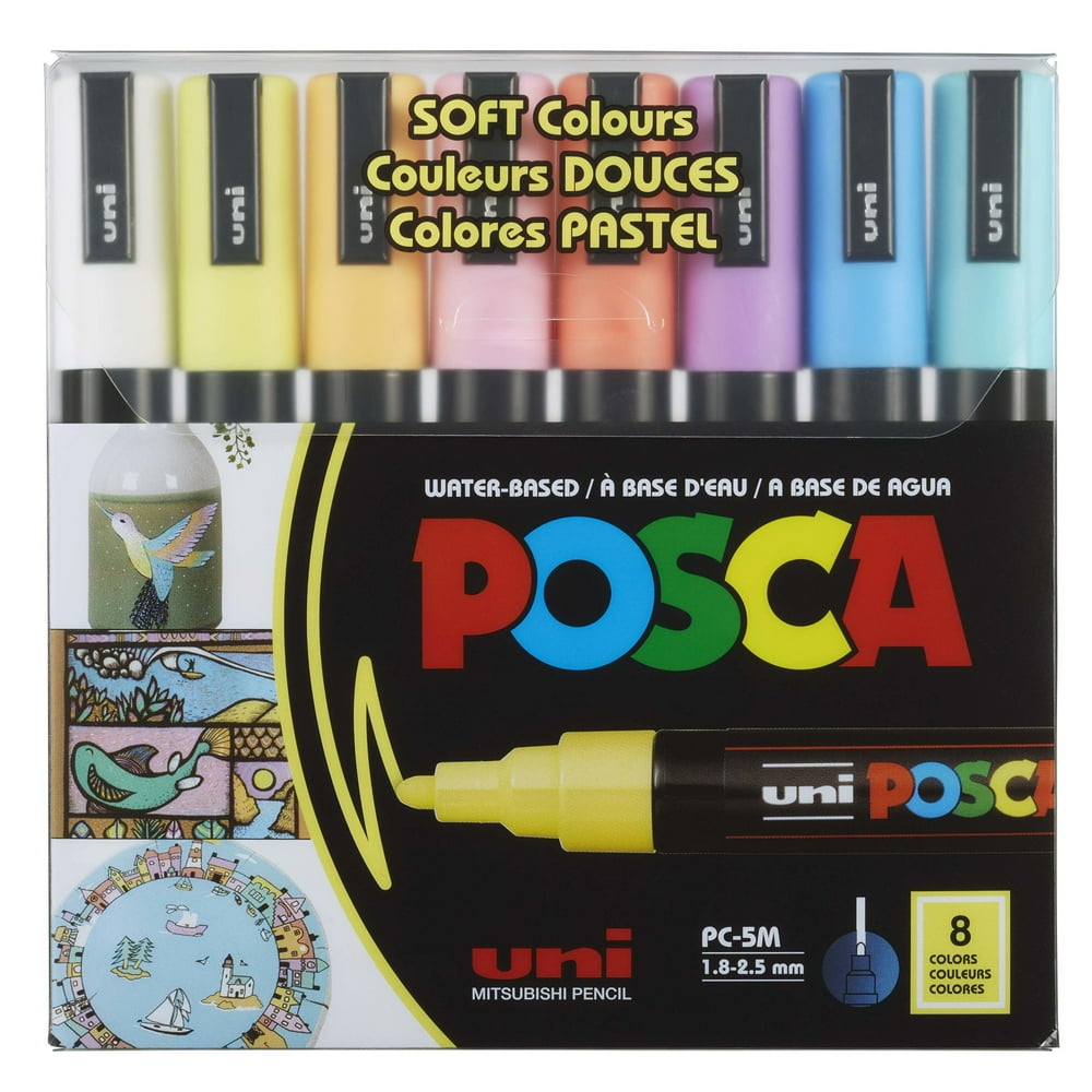 POSCA 8Color Paint Marker Set, PC5M Medium, Soft Colours Walmart