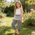 thumbnail image 5 of Asxite Toddler Girls Plaid Lace Detail Loose Breathable Casual Pants Elastic Waist Summer 5-15 Y, 5 of 7