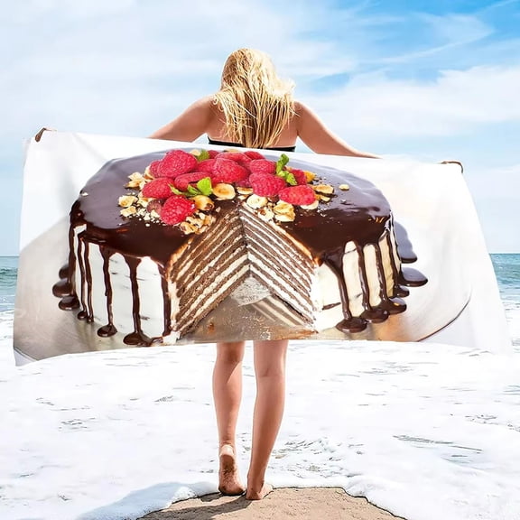 Cakes Print Beach Towels Decor Extra Large Beach Towel Premium Bathroom Washcloth Quick Dry for Beach Spa Gym Sport Yoga Home