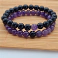 thumbnail image 2 of HOOUN Distance Bracelet Quartz Amethyst Gemstone Lava Stone Bead Couple Elastic Bangle-Rose Quartz-Hematite, 2 of 8
