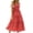 Red, variant on Square Neckline Women Floral Print Sleeveless Smock Long Ruffle Dress