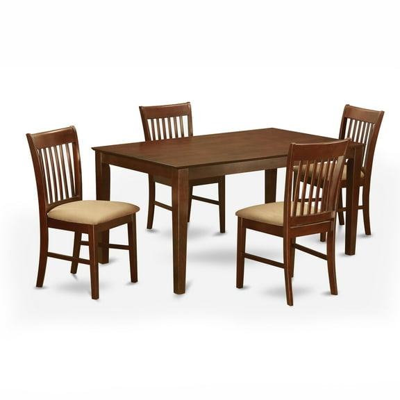 East West Furniture Capris 5 Piece Rectangular Dining Table Set with Norfolk Microfiber Seat Chairs