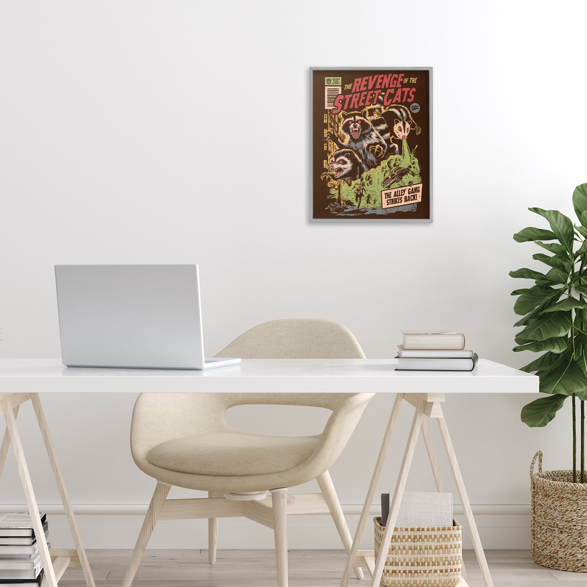 Stupell Industries Revenge Of Street Cats Gray Framed Giclee Art, design by EduEly Designs