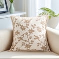 thumbnail image 2 of Unique Bargains Set of 2 Chenille Leaves Jacquard Throw Pillow Covers Light Brown, 2 of 7
