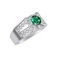thumbnail image 3 of RYLOS Men's Rings Sterling Silver Designer Starburst 7MM Round Gemstone & Diamond Ring Emerald May Birthstone Rings Size 8, 3 of 6