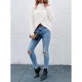 thumbnail image 4 of Women's Solid Color Stand Collar Long Sleeve Asymmetric Hem Casual Pullover Sweater, Autumn/Winter, 4 of 6