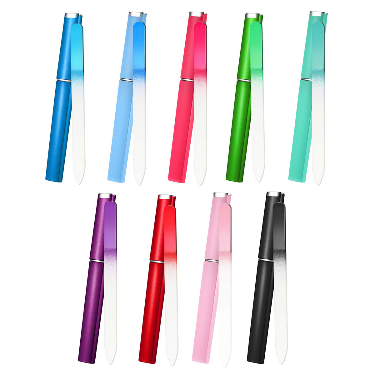 9pcs Crystal Glass Nail Files with Case Glass Fingernail File