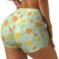 thumbnail image 2 of Sigee Tree Palms Lemon Print Women's High Waist Workout Shorts - Squat Proof, Tummy Control, Yoga and Gym Activewear-Medium, 2 of 9